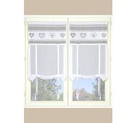 Atout Ciel Paire de Stores en Voilage réglables avec Parement imprimé et Passe-Tringle prêts à Poser, 2X 60x160cm, Gris