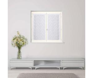 Atout Ciel Paire de Voilages Brodés Feuilles, avec Passe-Tringle prêts à Poser, 2X 60x120cm, Blanc/Blanc