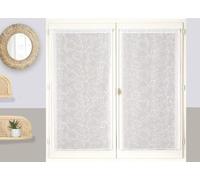 Atout Ciel Paire de Voilages Brodés Feuilles, avec Passe-Tringle prêts à Poser, 2X 60x160cm, Blanc