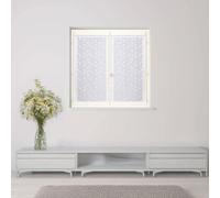 Atout Ciel Paire de Voilages Brodés Feuilles, avec Passe-Tringle prêts à Poser, 2X 60x90cm, Blanc/Blanc