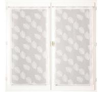 Atout Ciel Paire de voilages imprimés Feuilles, 50% Polyester recyclé,avec Passe-Tringle prêts à Poser, Blanc, 2X 60x120cm