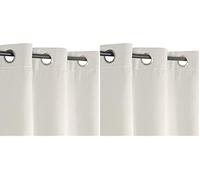 Atout Ciel Rideau Thermique doublé Polaire Ton sur Ton à œillets 140x240cm prêt a Poser, Beige (Lot de 2)