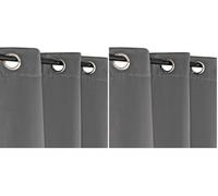 Atout Ciel Rideau Thermique doublé Polaire Ton sur Ton à œillets 140x240cm prêt a Poser, Gris Clair (Lot de 2)