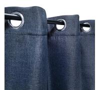 Atout Ciel Rideau Thermique Effet Lin chiné doublé Polaire Ton sur Ton à œillets 135x240cm prêt a Poser, Bleu Marine