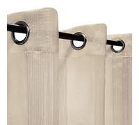 Atout Ciel Rideau Voilage à Fines Rayures à œillets prêt a Poser, 140x240cm, Beige