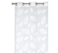 Atout Ciel Rideau Voilage imprimé Feuilles à œillets 140x240cm prêt a Poser, Blanc