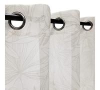 Atout Ciel Rideau Voilage imprimé Palme Bicolore à œillets 140x240cm prêt a Poser, Beige