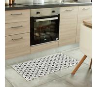 Atout Ciel Tapis de Cuisine Rectangulaire Motifs Carreaux de Ciment, 50 X 100cm, Noir et Blanc