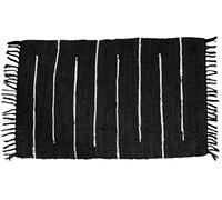 Atout Ciel Tapis rectangulaire en Coton avec Franges, Noir, 60x90cm
