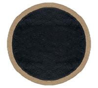 Atout Ciel Tapis Rond en Jute et Coton, D. 80cm, Noir et Jute