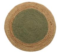 Atout Ciel Tapis Rond en Jute tressé, Bicolore Naturel et Kaki, 80 cm
