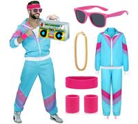 ATOWORLD Costume des années 1980 pour homme et femme - Costume des années 90, tenue de cerf - Vêtements à thème, survêtement de scouser avec veste, pantalon et accessoires (taille L)