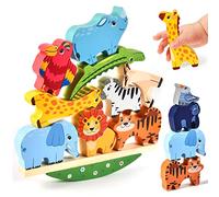 Atoylink Jouet à Empiler en Bois Animaux Bloc de Bois Blocs de Construction D'empilage De L'équilibre Jeux Montessori Jouets Éducatifs pour Enfants Bébé 2 3 4 Ans