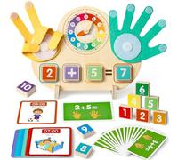 Atoylink Jouets Montessori Mathématiques en Bois Blocs Numériques, Cartes, Horloge, Multifonctionnel Éducatifs Jeux Jouet Apprendre Anniversaire Cadeau pour Enfants 3 4 5 6 7 8 9 Ans