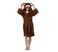ATOZ Peignoir Doux Femme Animaux de Dessin Animé Flanelle Pyjama Robe Bain Ours brun Pour S
