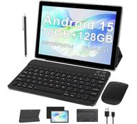ATOZEE Tablette 10" avec clavier Android 15, tablettes 2 en 1, 18 Go de RAM, 128 Go, prend en charge les tablettes d'extension de 2 To, comprend un étui, une souris, un stylet et une batterie 6000 mAh