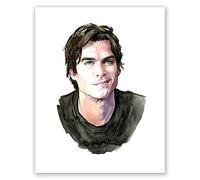 AtoZStudio Poster A89 Ian Somerhalder // Damon Salvatore Vampire Diaries // Art mural portrait // Décoration d'intérieur // Cadeau (20,3 x 25,4 cm)