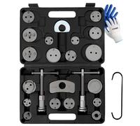ATPEAM Kit Repousse Piston Frein 25 Pièces, Outil Arrière Adaptateur | pour étrier arrière, plaque de retenue + boulons, acier au carbone, gants inclus