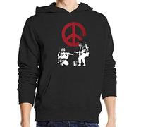 Atprints Banksy Street Art Soldiers Painting Peace Sign Noir Unisex Pullover Hoodie XXL