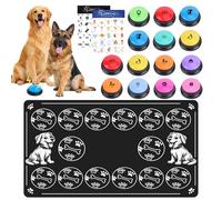 ATPWONZ Lot de 14 Buzzers avec Fonction D'enregistrement, Boutons de Communication pour Chien, Fonction D'enregistrement de 30 Secondes, Jouet de Dressage Interactif pour Chien avec Tapis