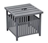 ATR ART TO REAL Table d'appoint carrée avec trou pour parasol de 4 cm, table basse en métal pour extérieur, terrasse, cour, piscine, porche, balcon - Gris foncé