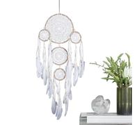 Atrapasueños para colgar en la pared, artesanía de plumas bohemias, atrapasueños de cinco anillos, art artesanal, atrapasueños hecho a mano de pared de plumas decorativas, colgante de pared bohemio,