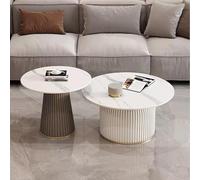 ATRBNCX Ensemble De Table Basse De Nidification Ronde De 2 Tableaux, Tables D'accentuation De Motif en Marbre, Tables D'extrémité Salon pour Le Salon De La Chambre à C(Color:Coffee+White)