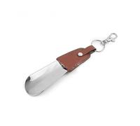 ATREDESES Chausse-pied 12 cm facile à transporter Noir Chausse-pied Métal Durable Acier Inoxydable Cuir Véritable Portable Mode Porte-clés Accessoires Chausse-pied Longue Poignée Pour Seniors, marron