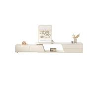 ATREDESES Meuble TV Meuble TV avec 4 tiroirs de Rangement Salon Blanc crème rétractable 70.8 "-98.4" Meuble TV comptoir Dalle de Roche Meuble TV pour Salon