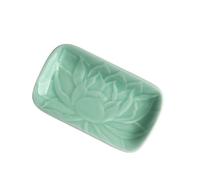 ATREDESES Petite assiette rectangulaire chinoise verte lotus pour hôtel, parfaite pour les fêtes et le divertissement, petites assiettes (A)