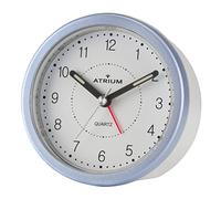 Atrium A260-15 Réveil Horloge Analogique à Quartz sans Tic-tac avec Lumière et Snooze Blanc/Bleu Clair Rond