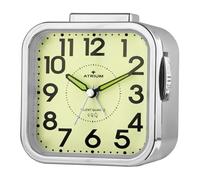 Atrium A530-18 Réveil pour seniors extra clair avec cadran lumineux - Analogique à quartz - Sans tic-tac - Grands chiffres - Signal sonore de cloche extra fort - Argenté