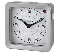 Atrium A660-19 Réveil radio-piloté analogique à quartz sans tic-tac avec lumière et snooze Aiguilles lumineuses Argenté