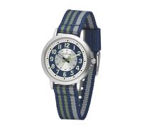 Atrium Montre analogique à quartz pour enfant garçon - Extra claire - Avec bracelet en nylon rayé - Bleu foncé - Vert olive - Gris clair - A50-11, multicolore, Classique
