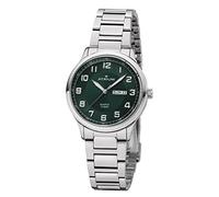 Atrium Montre pour homme en acier inoxydable analogique à quartz 10 bars avec date, cadran vert foncé et bracelet en acier argenté A39-36, Silber, Classique