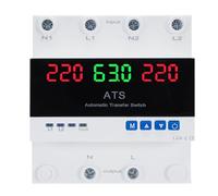 ATS 63A monophasé automatique AC220V commutateur automatique de transfert protection réglable de surtension et sous-tension affichage LED inversion automatique de phase montage sur rail DIN de 35 mm