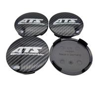 ATS Lot de 4 cache-moyeux 64 mm, aspect carbone (N32), avec logo 3D, d'origine