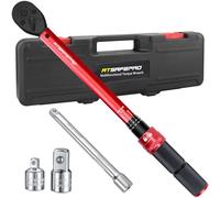 ATsafepro Jeu de clés dynamométriques 3/8" (5-60 Nm) avec adaptateur de douille 3/8" à 1/4" et barre d'extension de 15 cm - Précision ± 3% - Tête à cliquet réversible - Certificat d'étalonnage pour