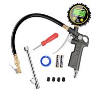 ATsafepro Pistolet Gonfleur Numérique 200 PSI Multifonction, Manomètre Intégré Avec 10 Accessoires Compresseur, Pour Voiture, Moto, Vélo