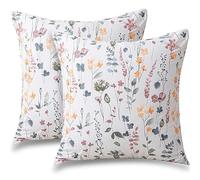 ATsense Lot de 2 taies d'oreiller 40 x 40 cm - 100 % coton - Motif floral multicolore - Avec fermeture éclair - Certifié Öko-Tex - Super douce et confortable