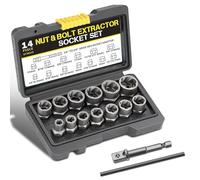 ATSGJLZN 15pcs Extracteur Ecrou Antivol，Cr-Mo Matériau Douille Extracteur de Boulon 1/4", 5/16", 3/8", 10mm, 7/16", 12mm, 1/2", 13mm, 9/16", 5/8", 17mm, 11/16" and 3/4",Extracteur de Vis