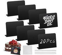 ATSGJLZN 20 Set Mini Ardoise Craie Tableau Noir Effacable avec 2*Marqueurs et 1*Chiffon, Petite Ardoise de Table pour Porte Menu Etiquette Prix Étiquette Prix Panneau Mariage Restaurant 10x7.5CM