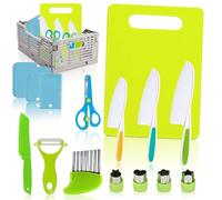 ATSGJLZN Ustensile Cuisine Enfant,16PCS Kit Cuisine Enfant 2 3 4 5 6 Ans,Couteau Enfant Qui ne Coupe Pas Sécurité de Montessori pour Couper des Fruits ou Légumes