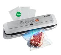 ATSHARK Machine de Mise Sous Vide 5 en 1 - Écran Tactile Haute Pression, Rapide et Pratique, 50 Sacs Sous Vide Inclus, Idéale pour la Conservation des Aliments à la Maison, Blanc, VS6621