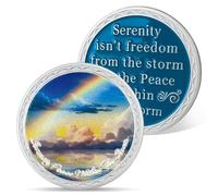 AtSKnSK Pièce de monnaie de sobriété - Calme - Paix dans la tempête - Arc-en-ciel - AA - Cadeau de récupération - Alcoolique anonyme - Cadeau de récupération (Serenity Peace Within the Storm Sobriety
