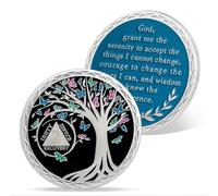 AtSKnSK Pièce de monnaie de sobriété de 1 à 12 mois, 24 heures, arbre de vie, médaillons de sobriété, arbre de vie, pour hommes et femmes, cadeau alcoolique anonyme, cadeau de récupération de
