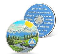 AtSKnSK Pièce de monnaie de sobriété de 3 mois 1 à 3 ans 1 à 3 mois soleil montagne rivière arbre récupération AA HA NA chips médaillons sobriété token anonyme alcoolique cadeaux pour hommes et femmes