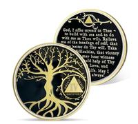 AtSKnSK Puce de sobriété de 1 à 10 ans, arbre de vie, médaillon AA, cadeau de récupération, pièce de monnaie anonyme des alcooliques, jeton d'anniversaire (4 ans)