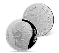 AtSKnSK Tête de mort Médaille de sobriété Flamme de feu Verrou Rose Médaille de sobriété AA Chips Médaillons Cadeaux de sobriété pour hommes Cadeaux pour dames Cadeaux pour alcooliques anonymes (Crâne