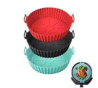 Atsmoce® 3 Pots en Silicone pour Friteuse à Air 20cm, Moule Réutilisable Silicone Convient pour Four et Micro-ondes